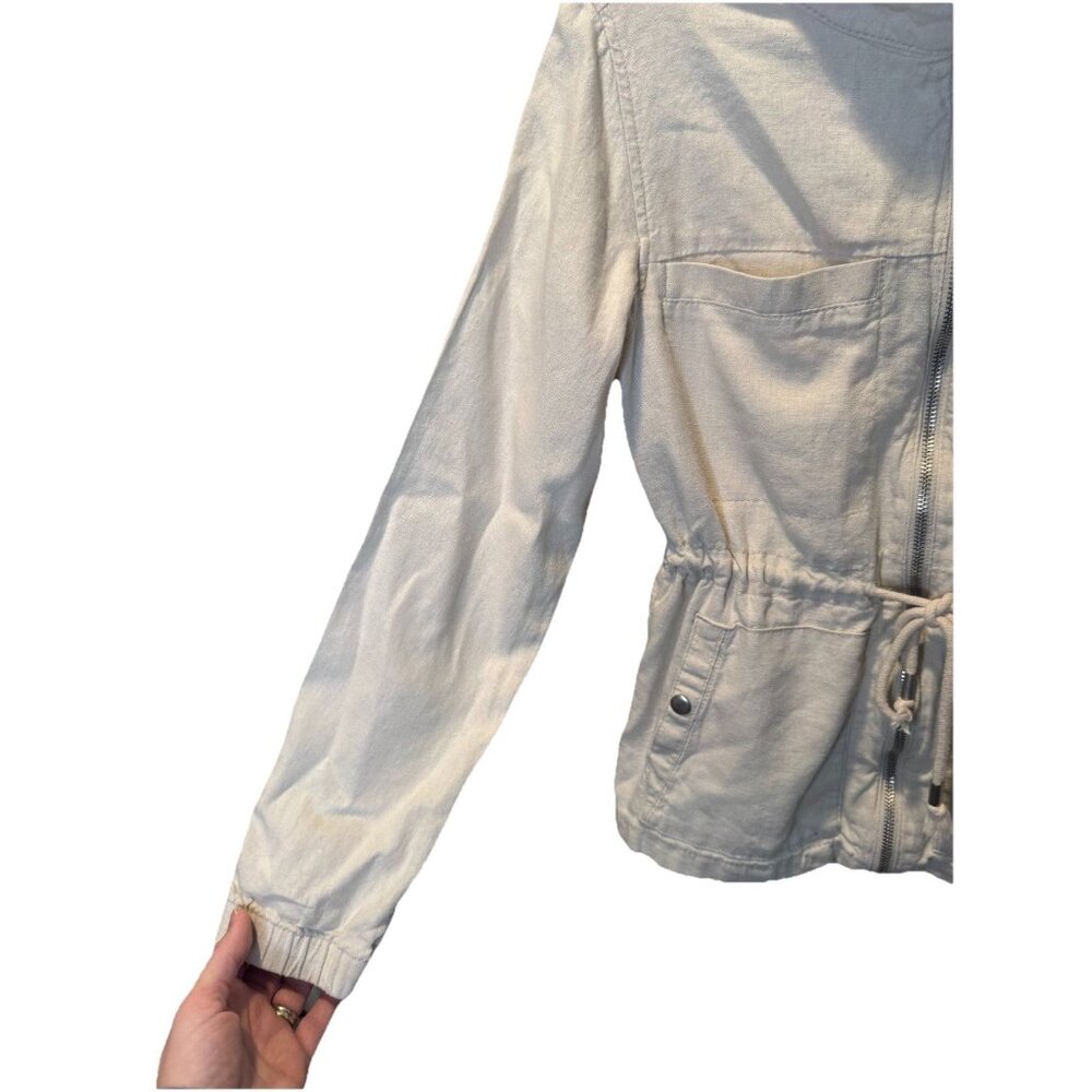 Old Navy Cream Linen Blend Womens Long Sleeve Utility Jacket XS Minimalist - Picture 6 of 11